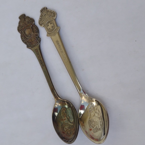 2 Mini Rolex Bucherer Lucerne Switzerland (cb) Stainless Steel Collectors Spoons - Picture 12 of 17